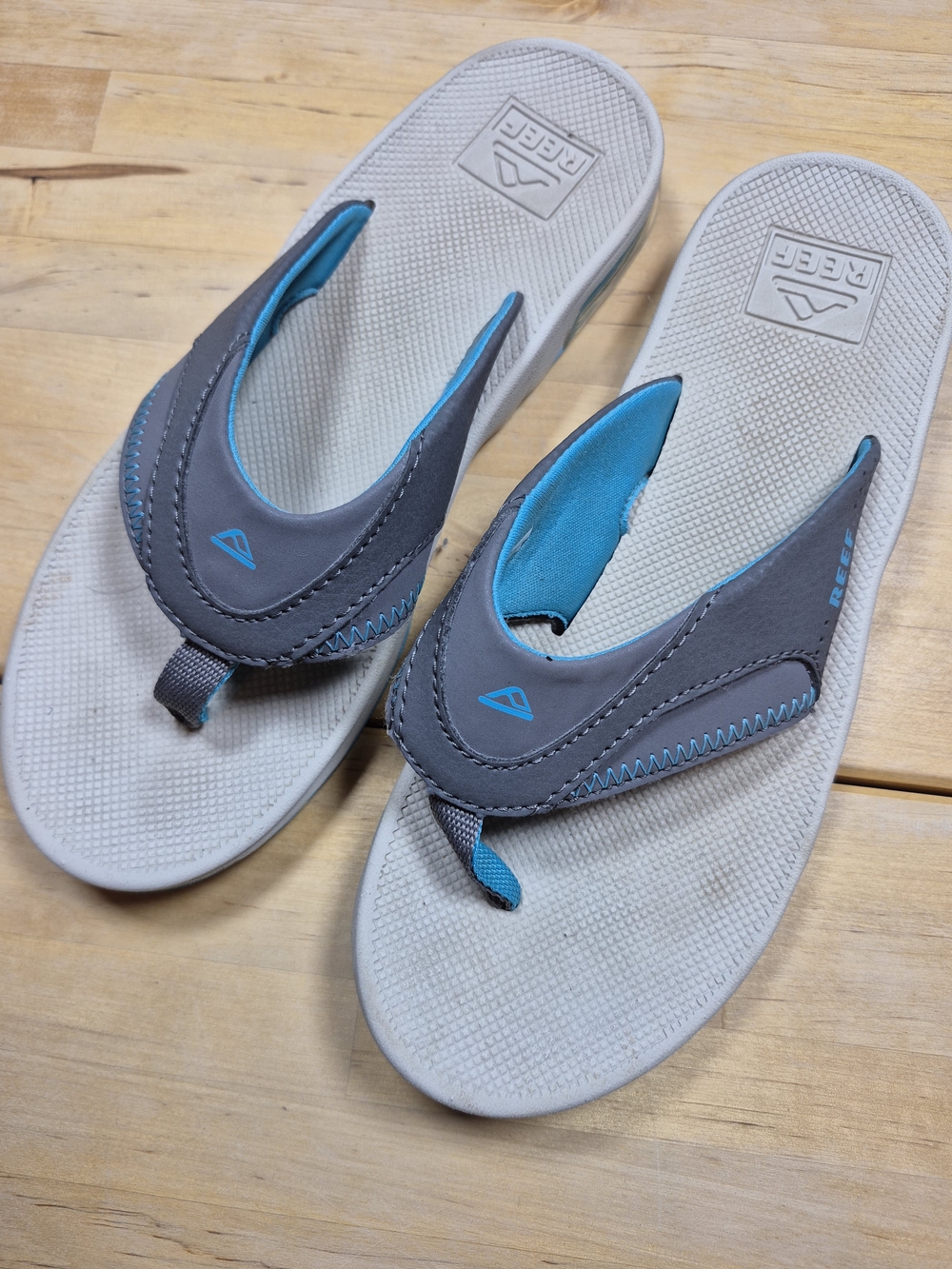 Reef Kids Gray and Teal Thong Sandals